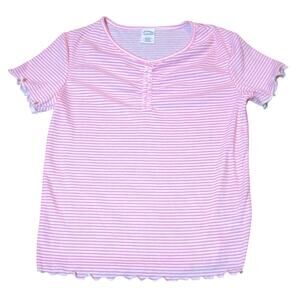 Art Class Girls XXL 16/18 Pajama Top Pink and White Stripes Recycled Polyester